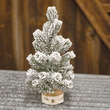 Med Flocked Tree with Stump - The Fox Decor